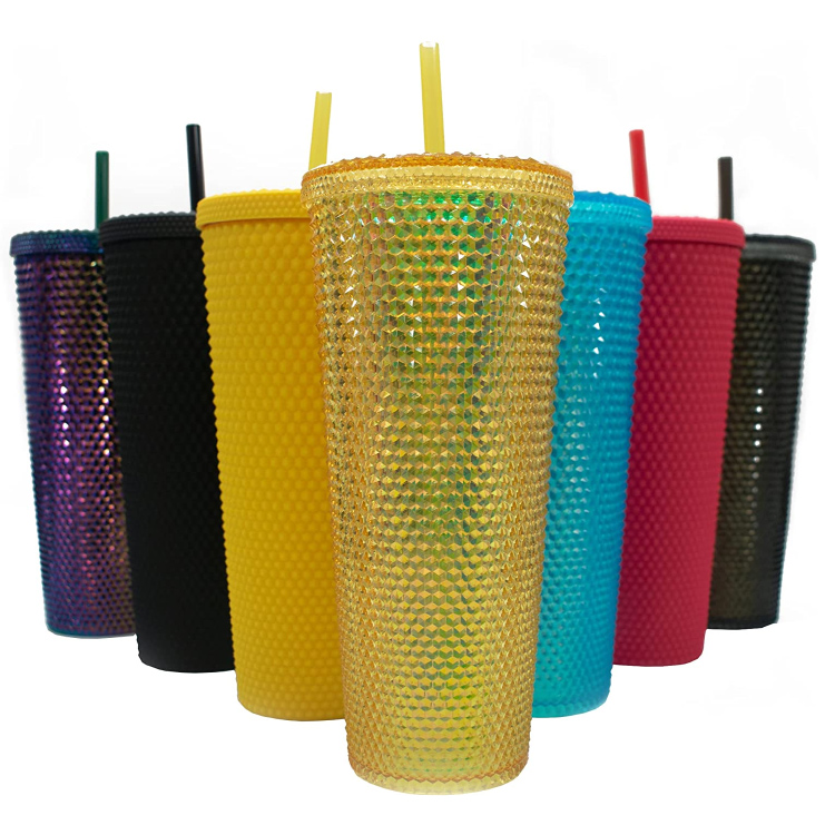 Plastic acrylic 24 oz studded tumbler