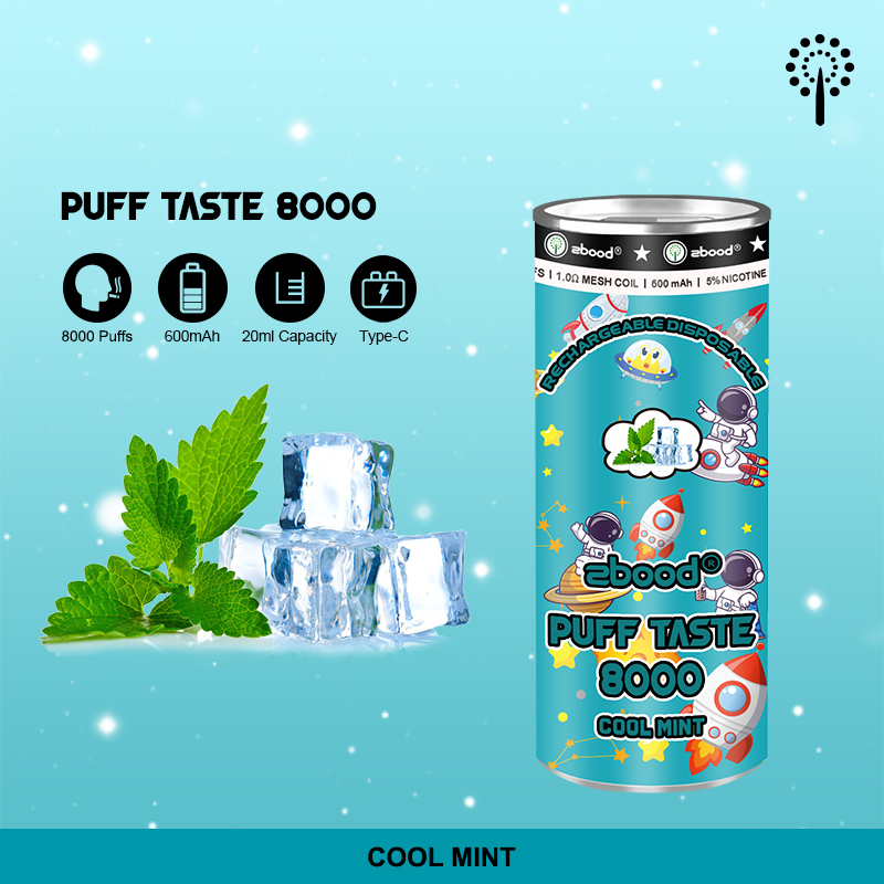 zbood puff taste can 8000 puff disposable vape-cool mint