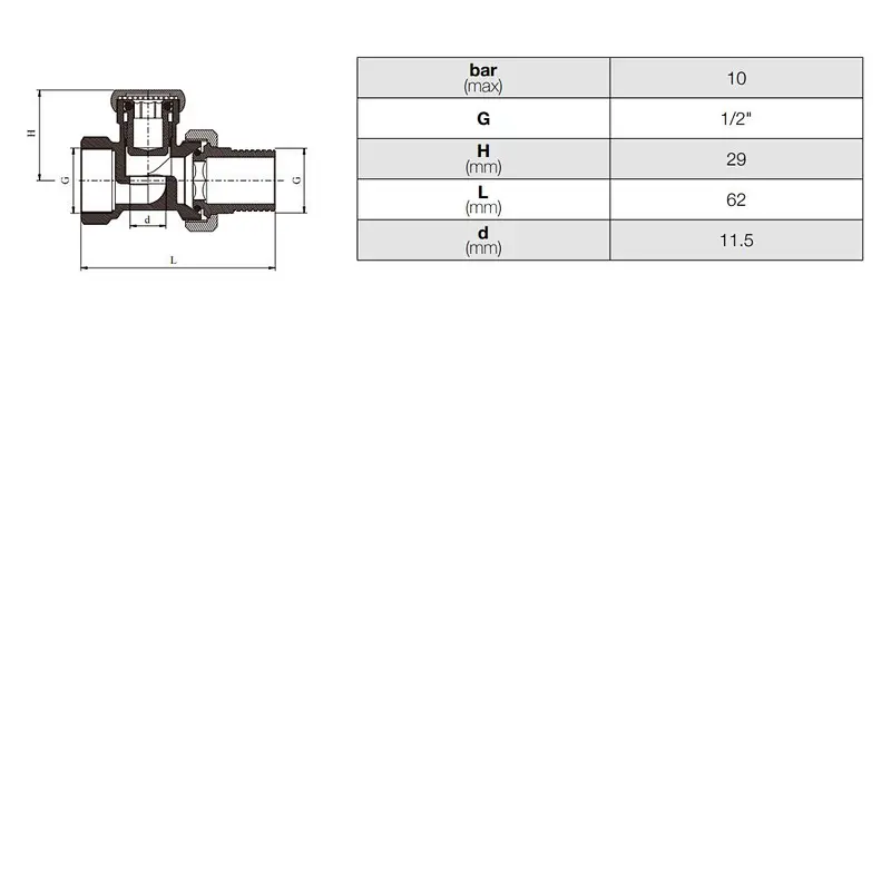 Straight Lockshield Radiator Valve