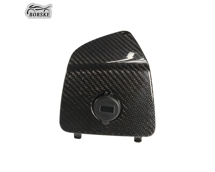Motorcycle Carbon ABS Front GloveBox Cover with Phone USB Port Charger for VESPA GTS