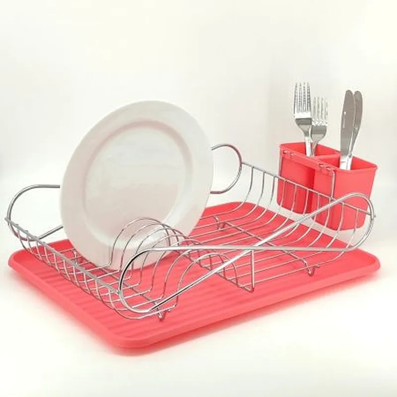 Dish Drainer Rack, Small Capacity Dish Drying Rack with Tray and Dish Drainer for Kitchen, Any Color Tray and Tool holder, Modern Design, 1 Layer, Simple Style