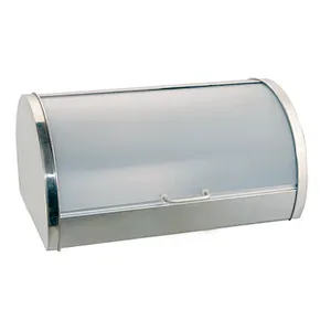 Brushed Stainless Steel Bread bin, Frosted  Lid,