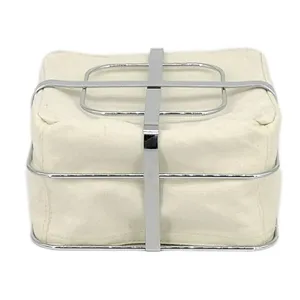 Metal with Fabric insert Mondern Bread Basket Stainless Steel  Size: 21.5X21.5X10.7cm