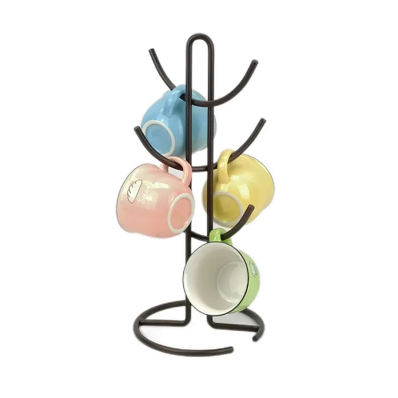 Steel Mug Holder Tree，Diversified European Large SizeStand, Iron Mugs & Tea & Coffee Cup Storage Rack With Hooks, Counter Bar Accessory & Kitchen Countertop Organizer