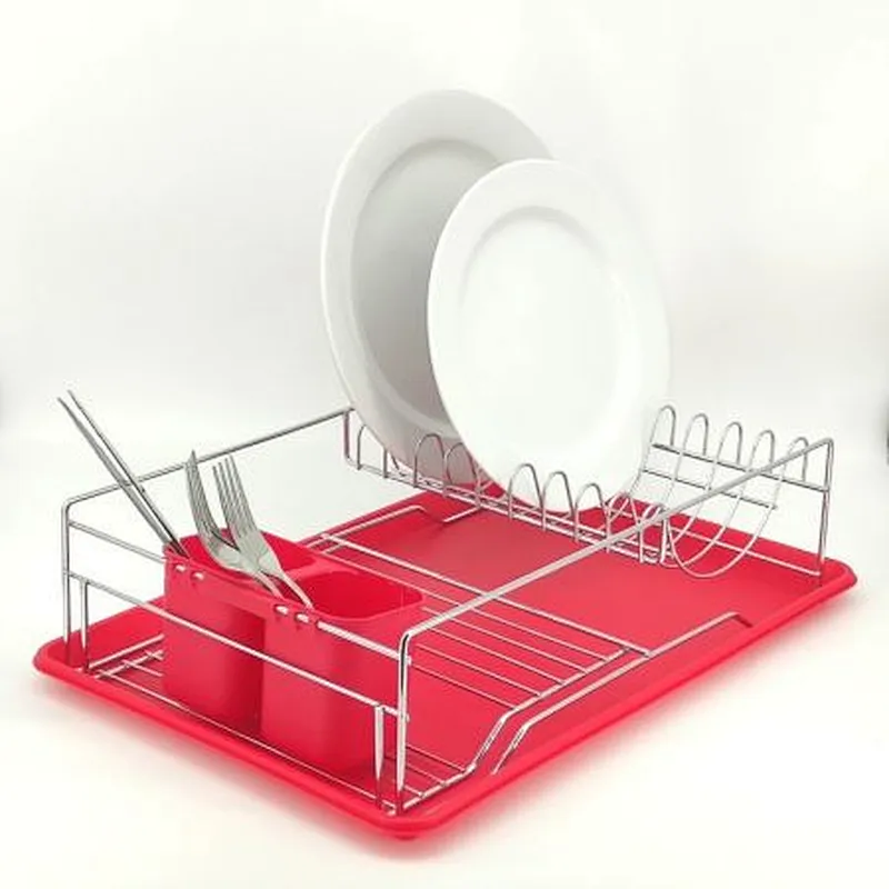 Dish Drainer Rack, Small Capacity Dish Drying Rack with Tray and Dish Drainer for Kitchen, Any Color Tray and Tool holder, Modern Design, 1 Layer, Simple Style