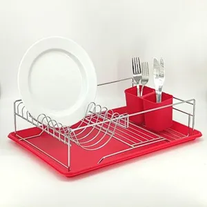 Dish Drainer Rack, Small Capacity Dish Drying Rack with Tray and Dish Drainer for Kitchen, Any Color Tray and Tool holder, Modern Design, 1 Layer, Simple Style