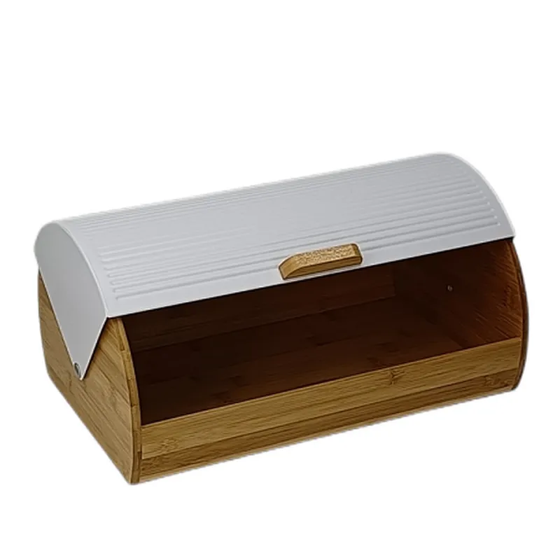 Wooden Roll Top  Bread bin,  Decor Lid, White Color Coated