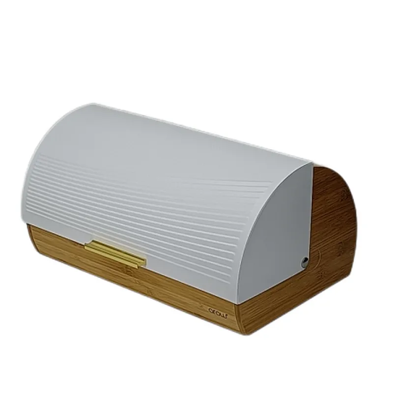 White Wooden Bread Box, Declor Lid, Color Coated