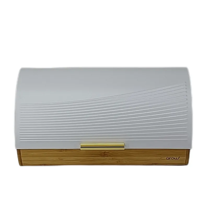 White Wooden Bread Box, Declor Lid, Color Coated