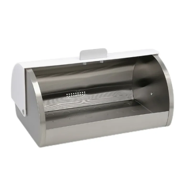 Roll top European Style Customized Stainless Steel Classic Bread Bin , PS Lid Color
