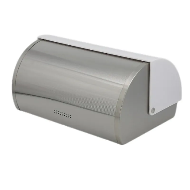 Roll top European Style Customized Stainless Steel Classic Bread Bin , PS Lid Color