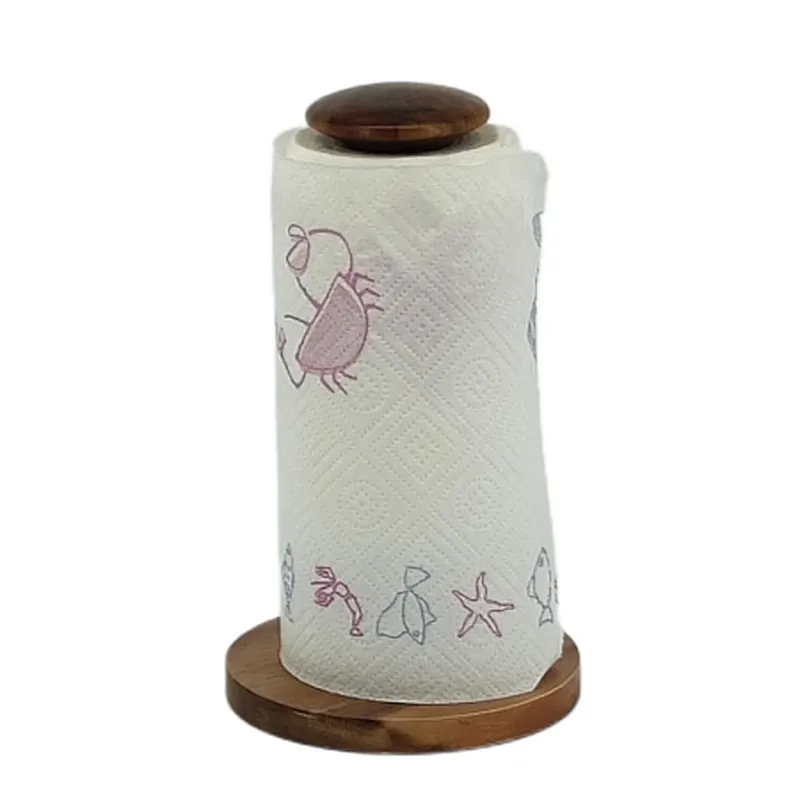 Kitchen Roll Holder, Paper Towel Holder, Paper Stand 2022, Carbon Steel, Bamboo Acacia Circular, White Black Grey, Any Color