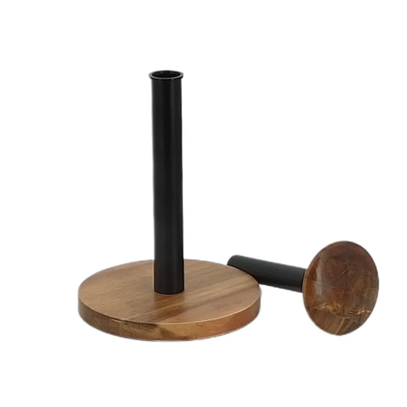 Kitchen Roll Holder, Paper Towel Holder, Paper Stand 2022, Carbon Steel, Bamboo Acacia Circular, White Black Grey, Any Color