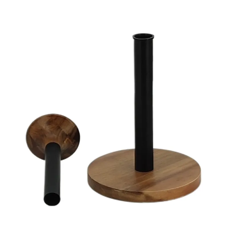Kitchen Roll Holder, Paper Towel Holder, Paper Stand 2022, Carbon Steel, Bamboo Acacia Circular, White Black Grey, Any Color