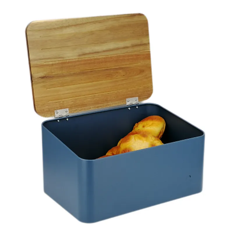 Large Storage Space Bread bin, Bamboo Lid, Cutting Board, Color Coated