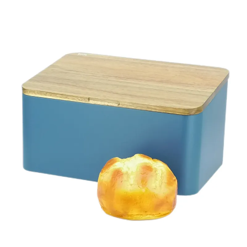 Large Storage Space Bread bin, Bamboo Lid, Cutting Board, Color Coated