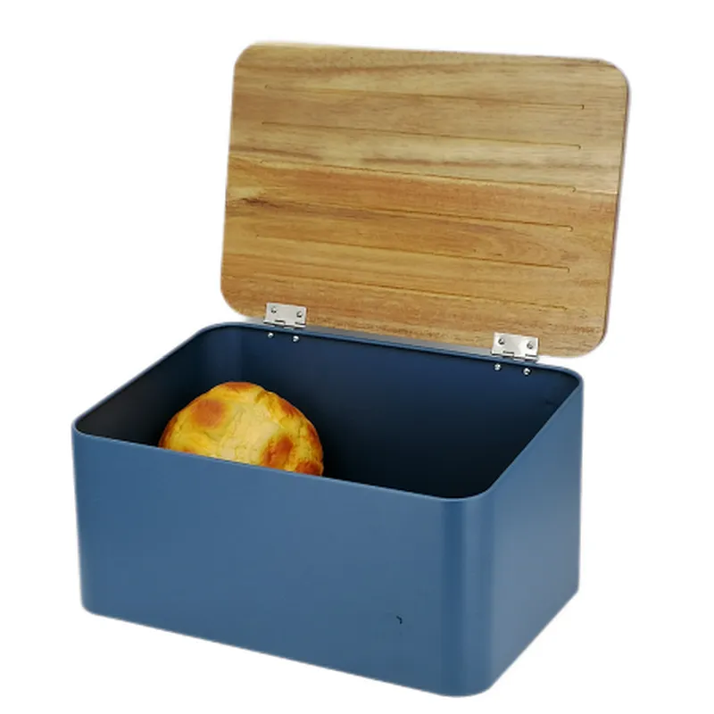 Large Storage Space Bread bin, Bamboo Lid, Cutting Board, Color Coated