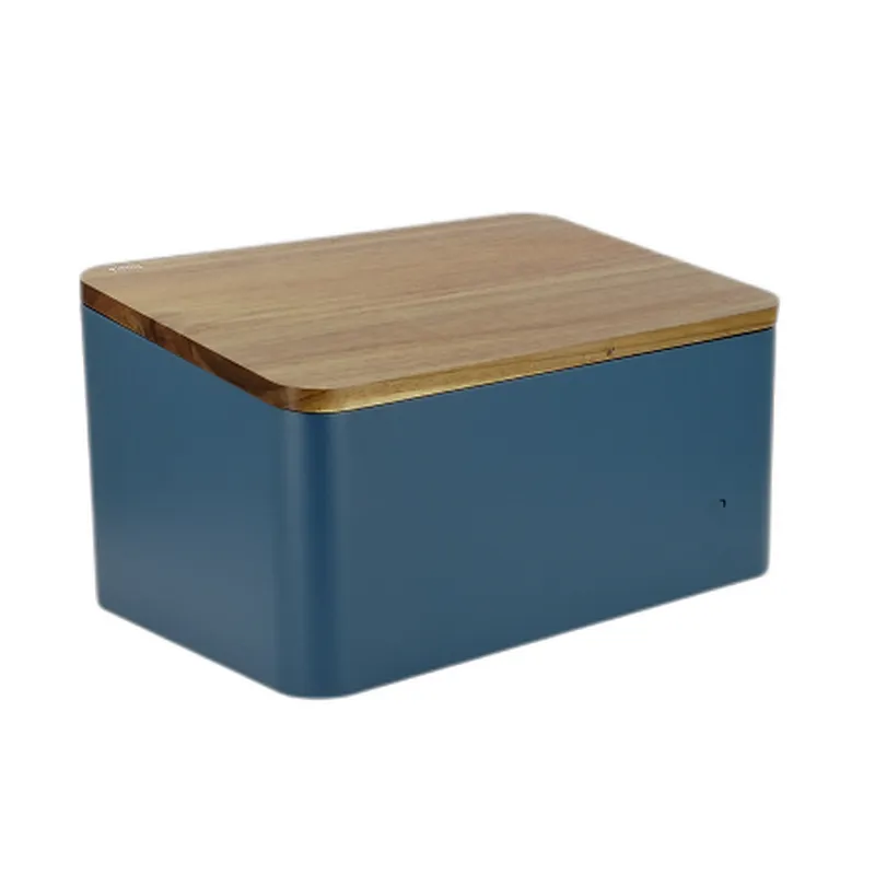 Large Storage Space Bread bin, Bamboo Lid, Cutting Board, Color Coated