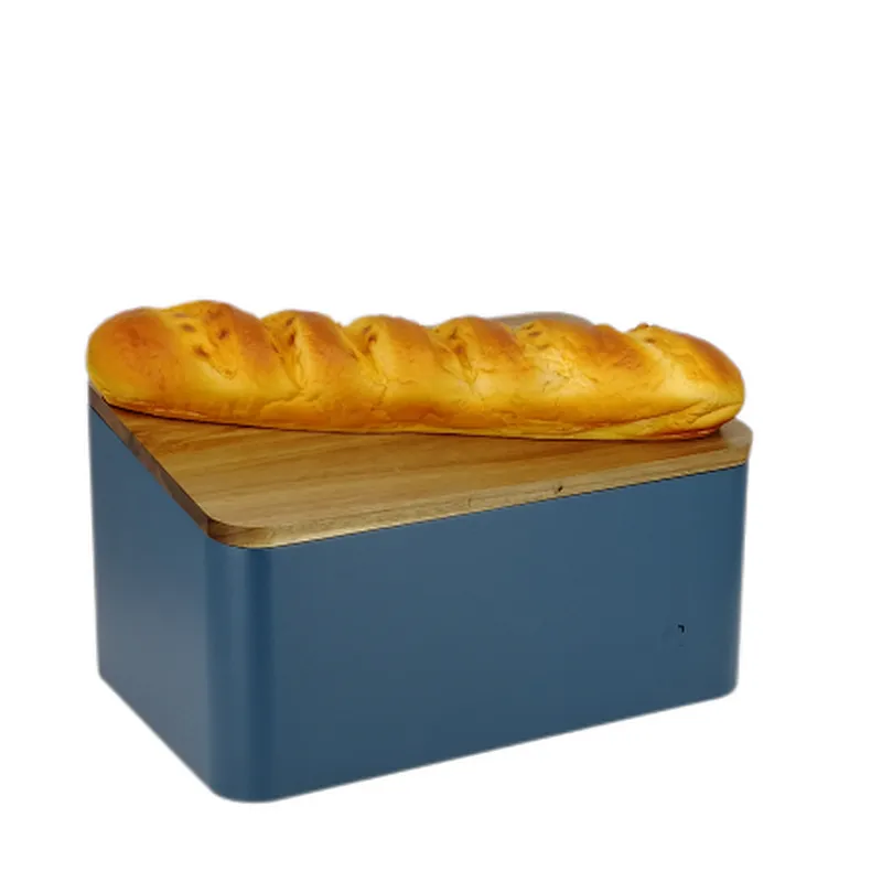 Large Storage Space Bread bin, Bamboo Lid, Cutting Board, Color Coated