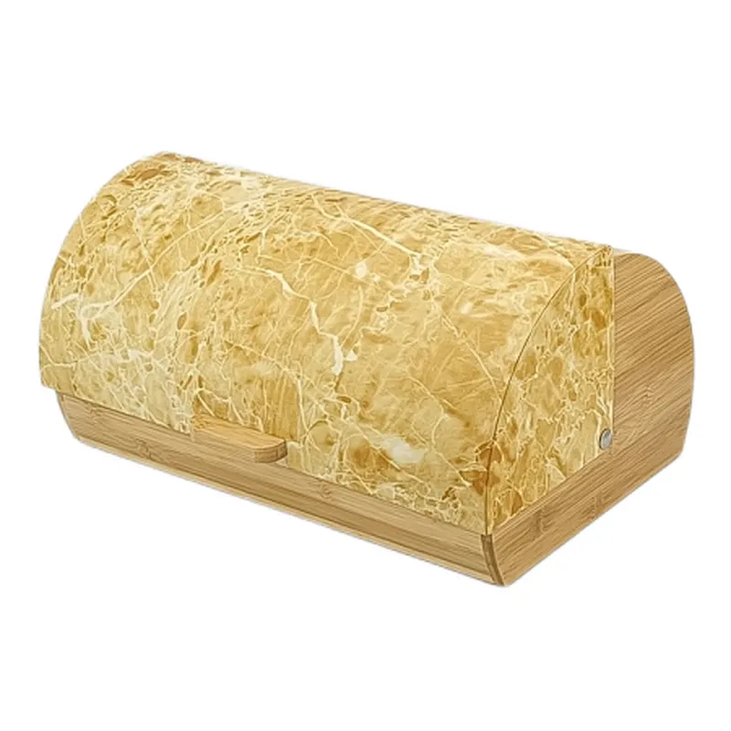 Bamboo Bread Container,  Drop Down Front Lid, Transfer Printing Lid