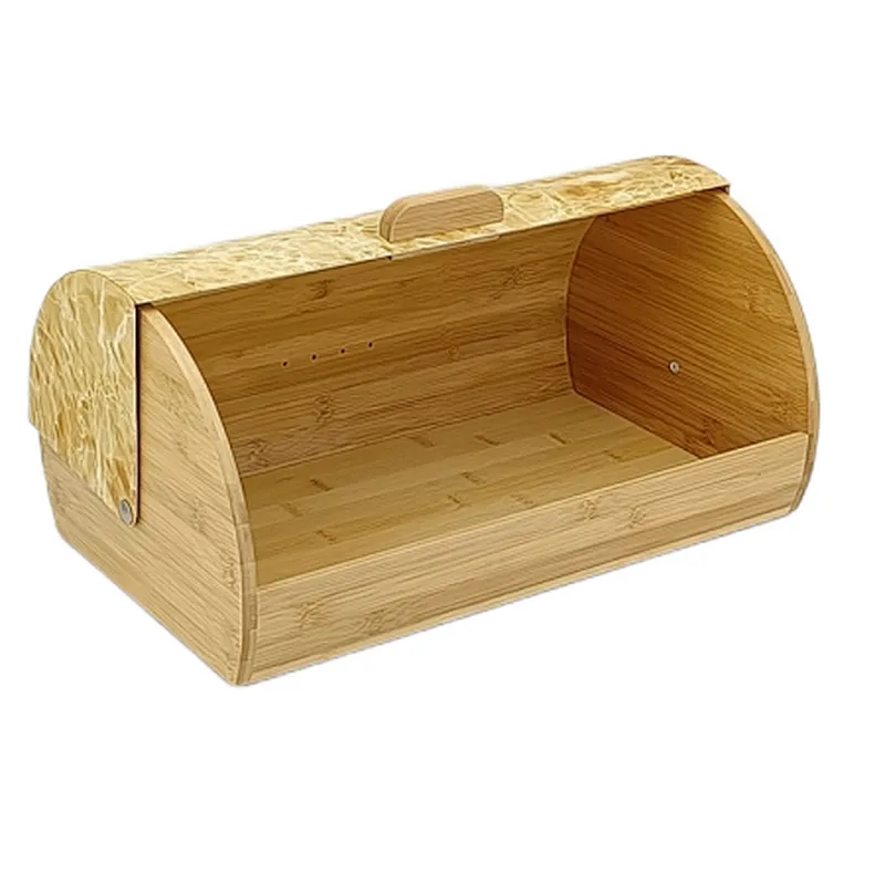 Bamboo Bread Container,  Drop Down Front Lid, Transfer Printing Lid