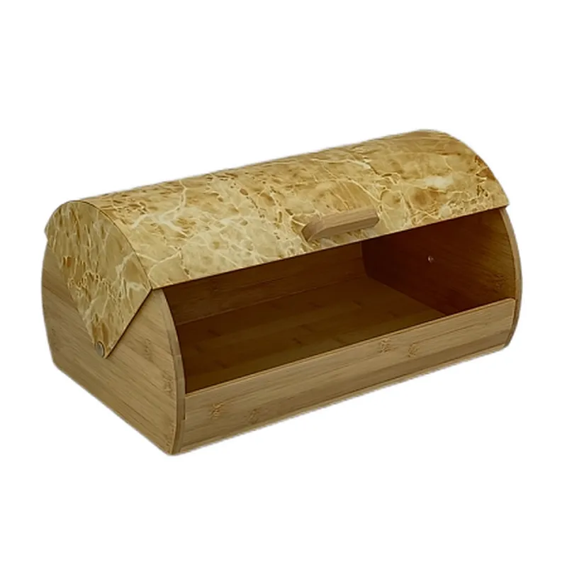 Bamboo Bread Container,  Drop Down Front Lid, Transfer Printing Lid