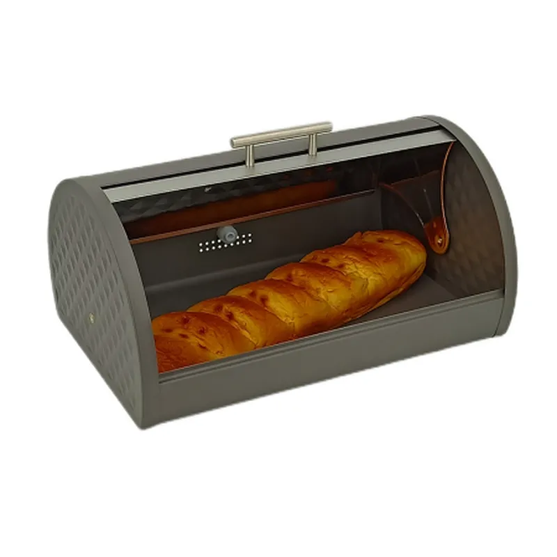 Roll Top Bread bin, Diamon Decor, Brushed Finish