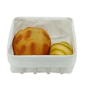 Metal with Fabric insert Mondern Bread Basket Stainless Steel  
Size: 22X22X9CM