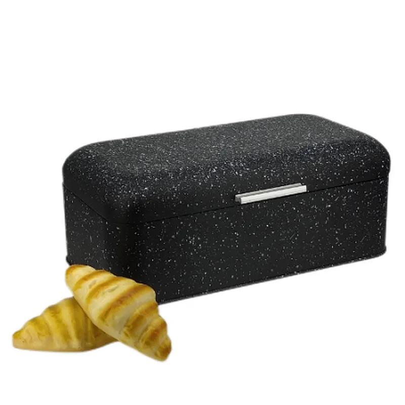 Black Bread bin, Large Storage Space, Marble Decor, Alu Handle