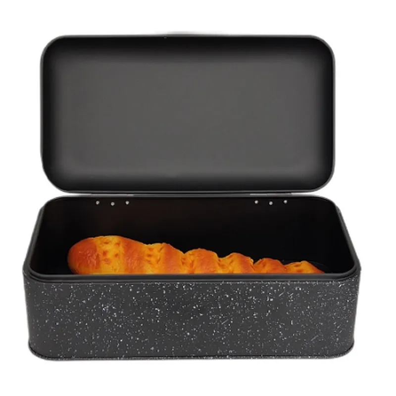Black Bread bin, Large Storage Space, Marble Decor, Alu Handle