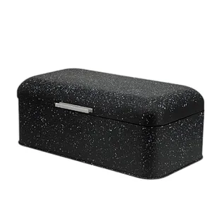 Black Bread bin, Large Storage Space, Marble Decor, Alu Handle