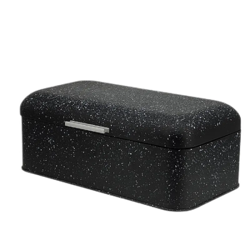 Black Bread bin, Large Storage Space, Marble Decor, Alu Handle