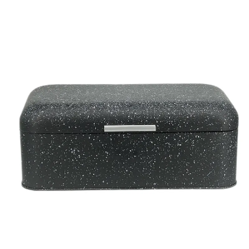 Black Bread bin, Large Storage Space, Marble Decor, Alu Handle