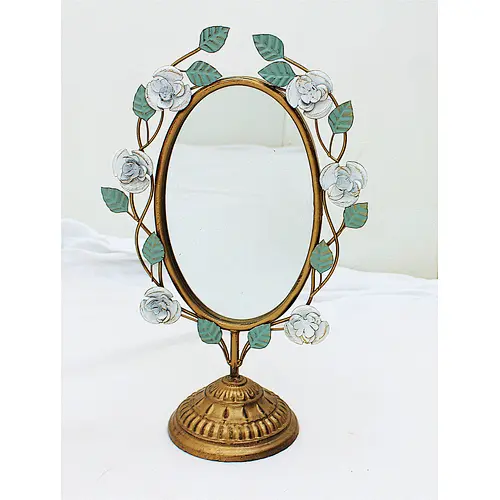 Metal Floral Mirror Decor