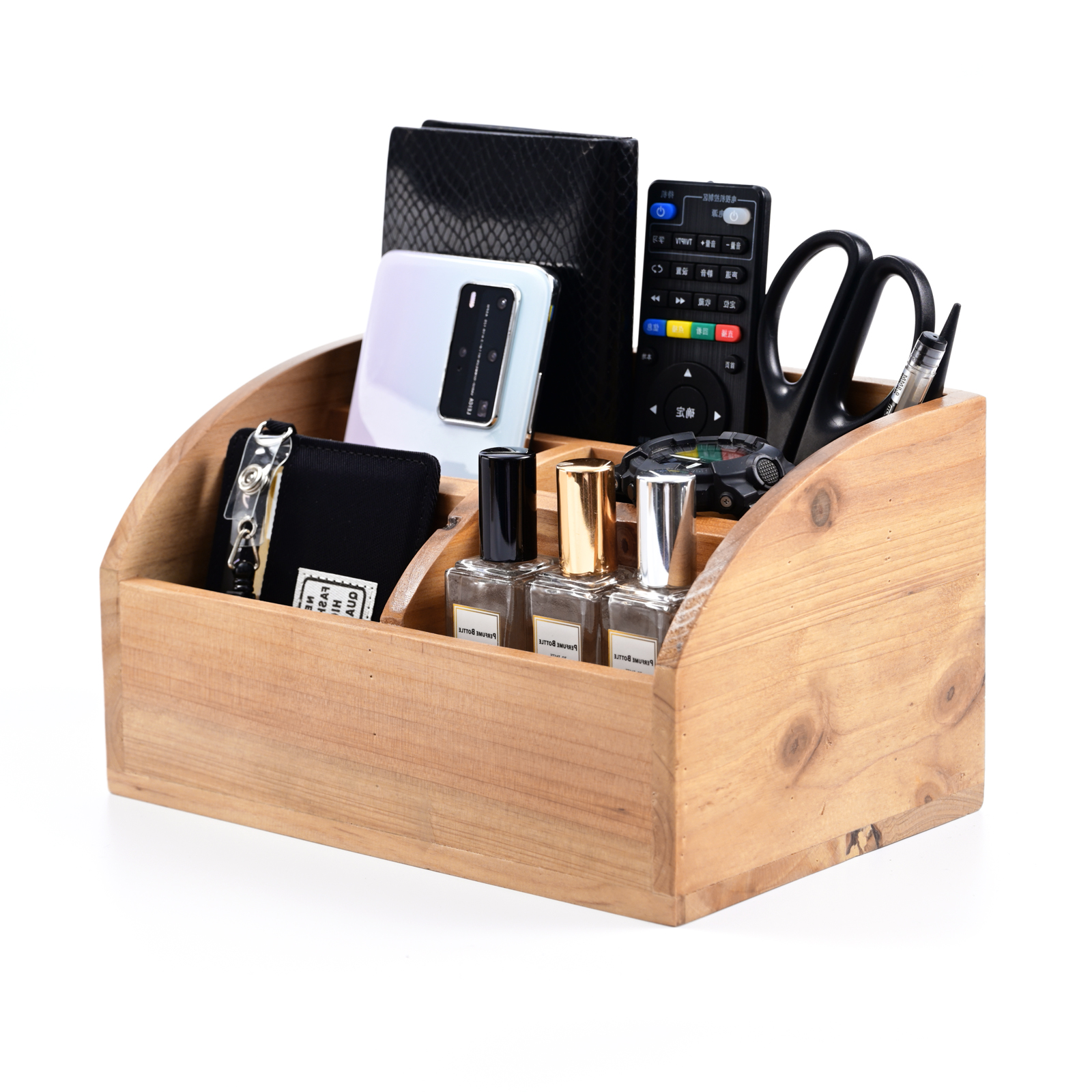 Farmhouse Solid Wood Desk Organizer Mail Sorter TV Remote Holder Home Decor Office Supplies