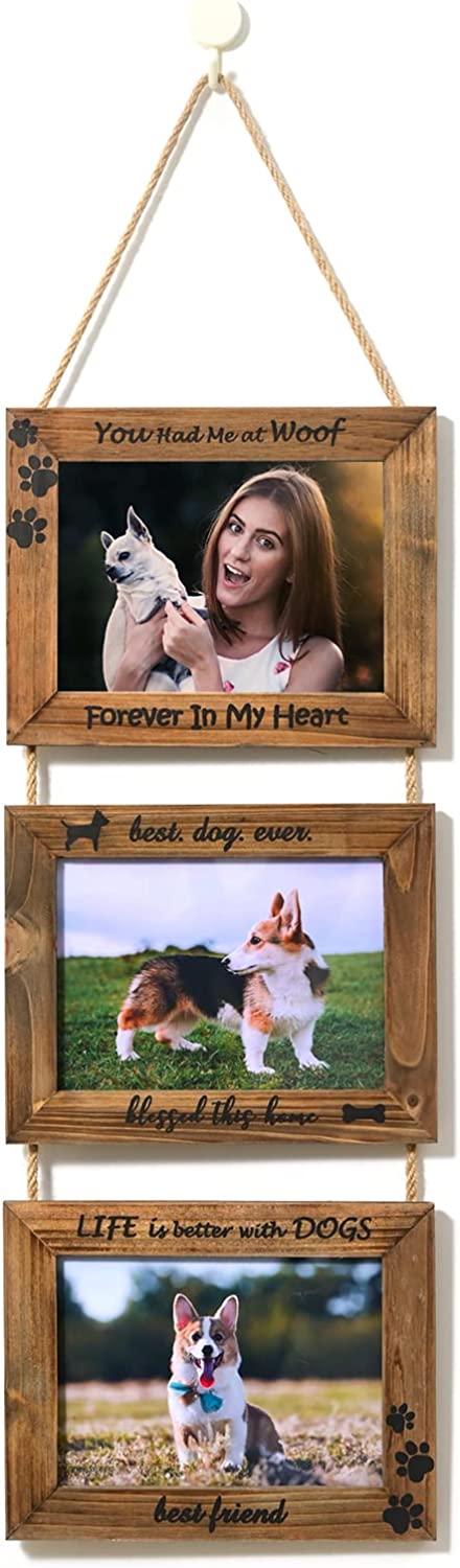 Dogs Picture Frame 5x7 Collage Wooden Pet Memorial Photo Frame Farmhouse Wall Decor