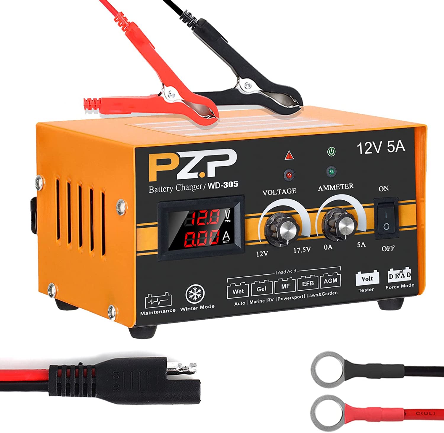 0-5A 12V Lead-acid Battery Visible Real-time Trickle Charger