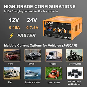 0-15A 12V / 24V Protable Manual Battery Charger