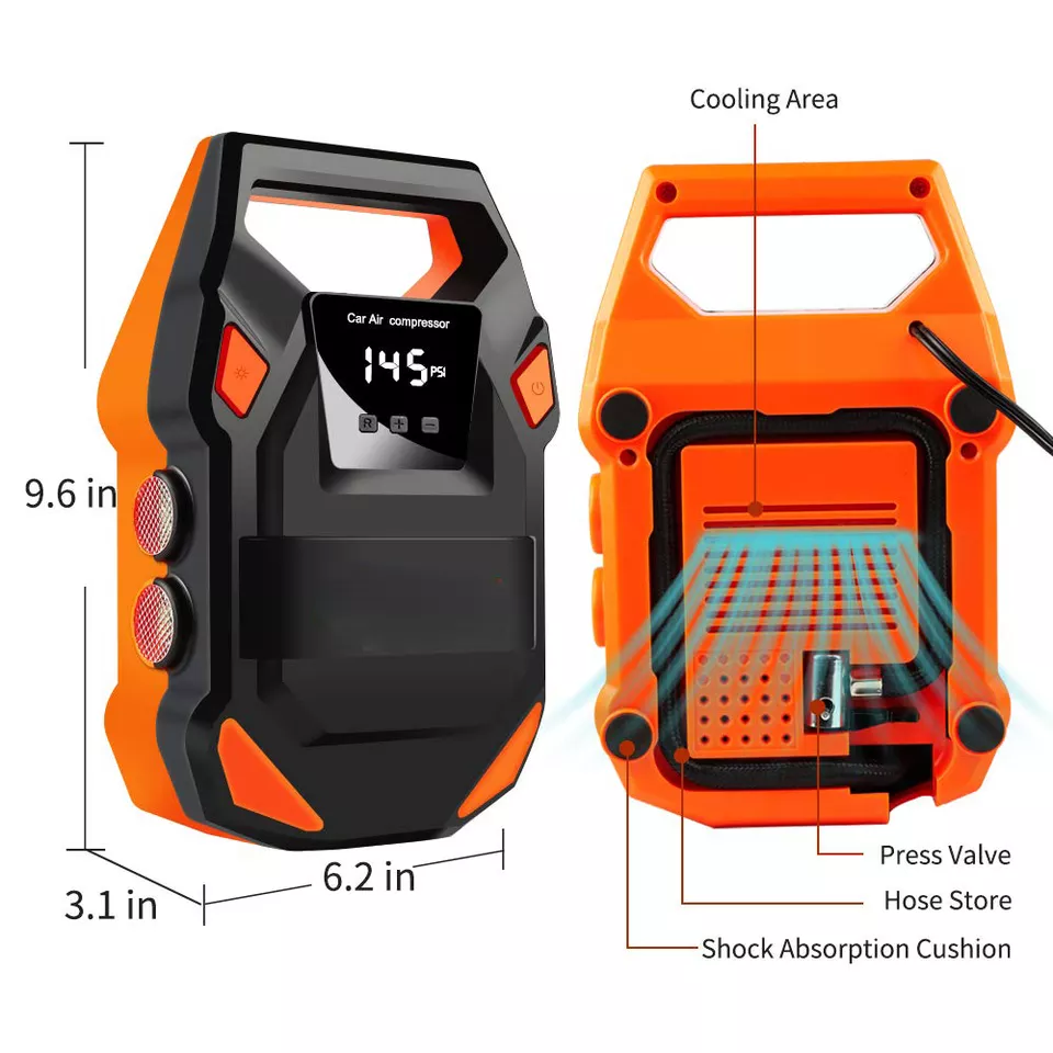 Compresseur d'air portatif de gonfleur de pneu automatique de cc 12V avec la lumière de LED