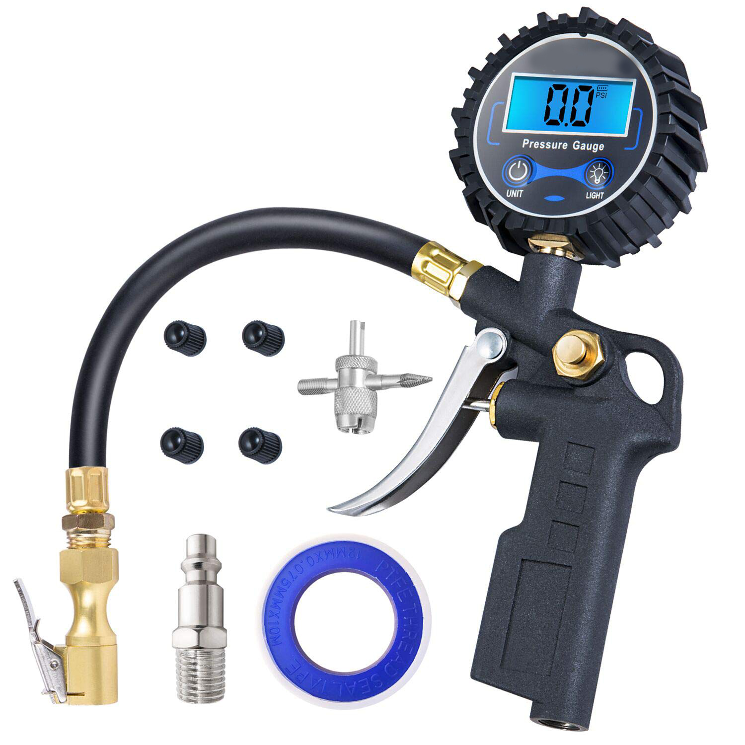 Digital Tire Inflator Gun With 250 PSI Air Chuck
