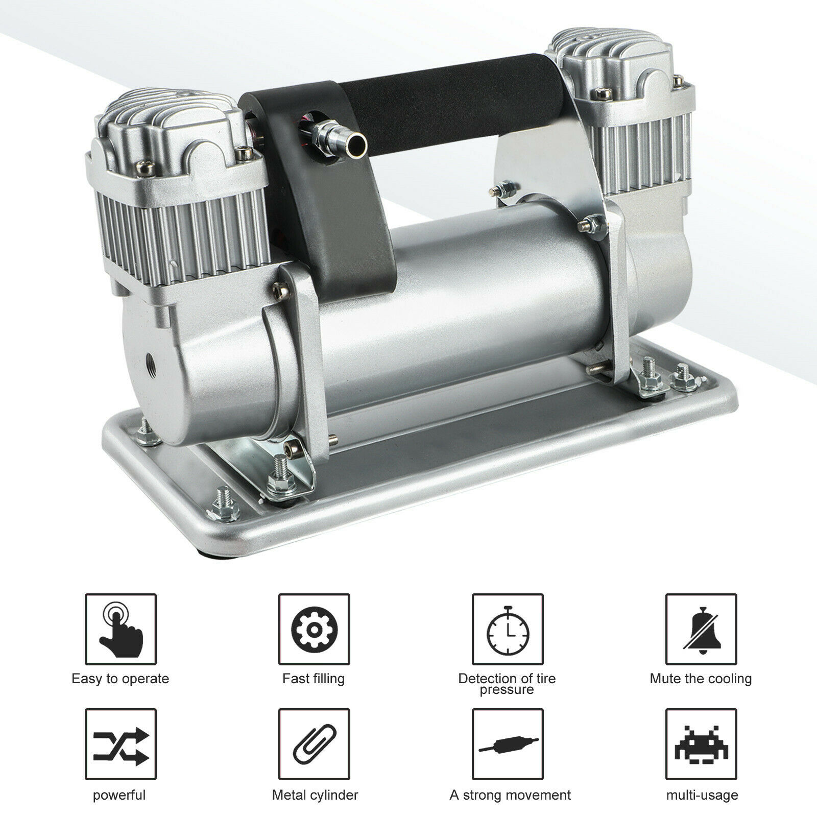 Compresseur d'air DC 12 V/24 V avec kit de tuyaux pour pneus de voiture et bateaux à vapeur