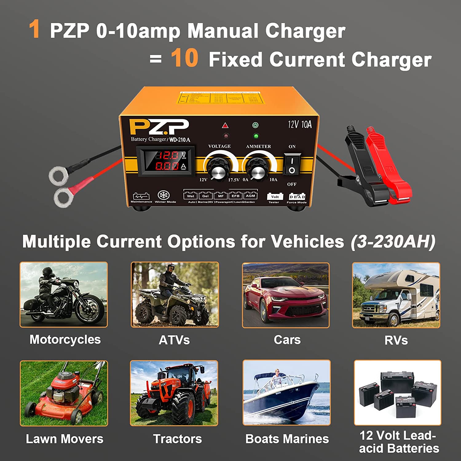 12V Manual Battery Charger and Maintainer