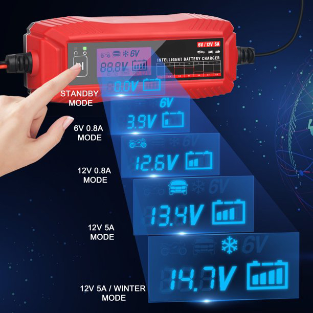 Chargeur d'entretien de batterie AGM intelligent entièrement automatique 6V/12V