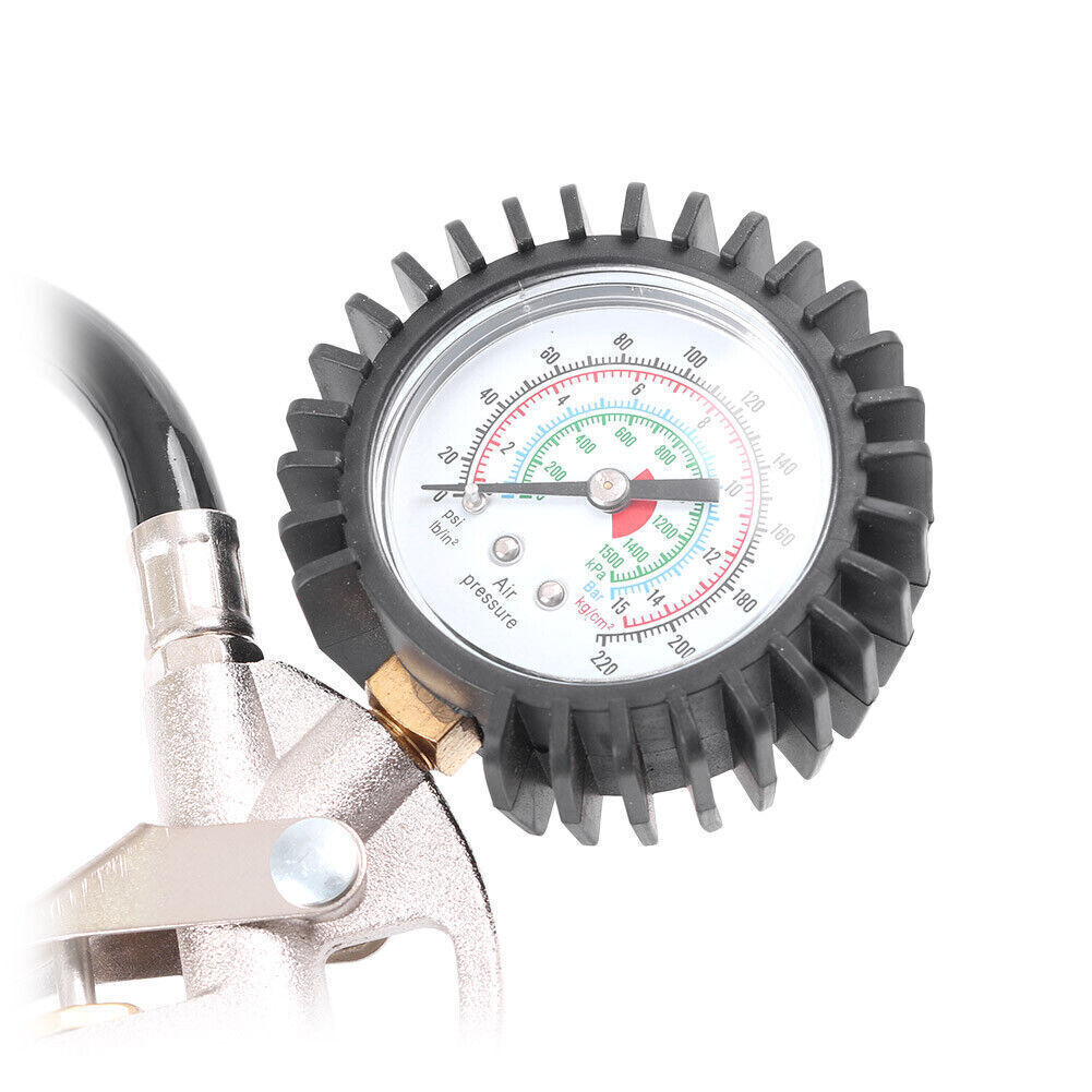 Air Compressor Tire Gun 220 PSI with Pressure Gauge and 1/4 NPT Threaded Fitting