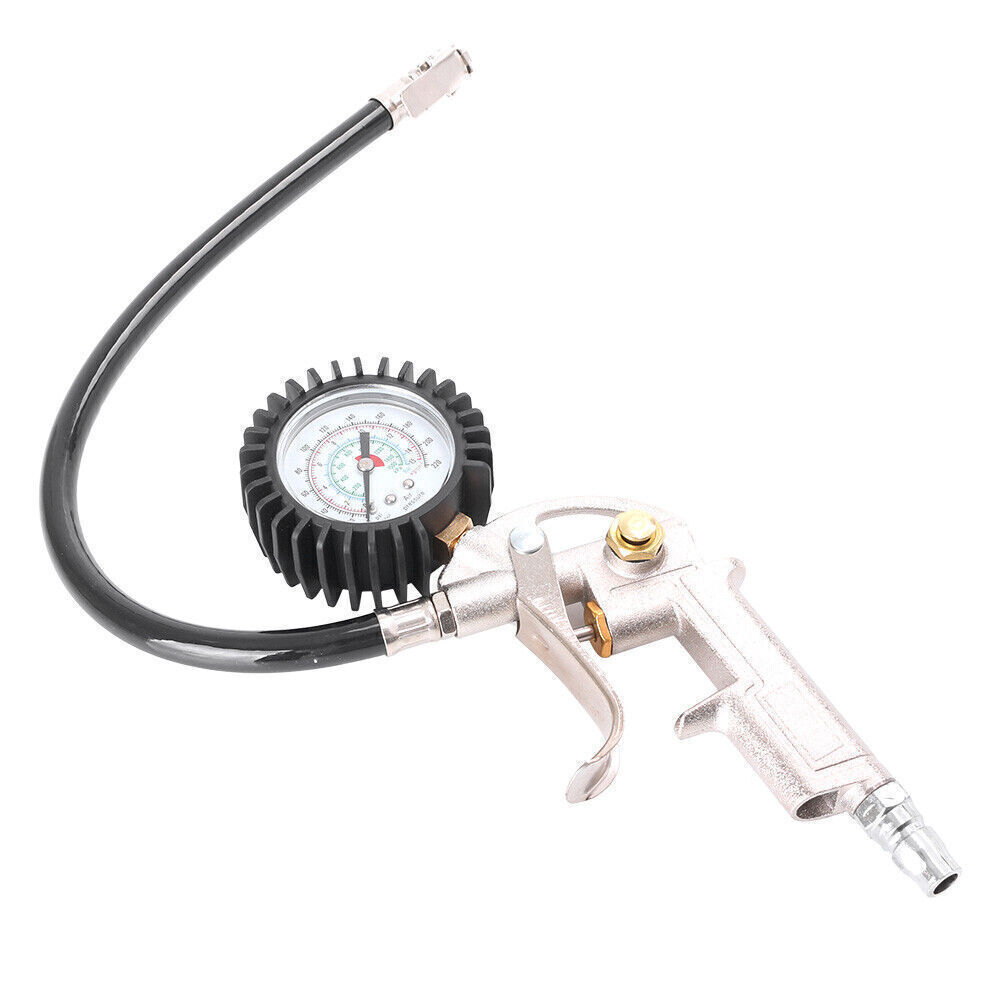 Air Compressor Tire Gun 220 PSI with Pressure Gauge and 1/4 NPT Threaded Fitting