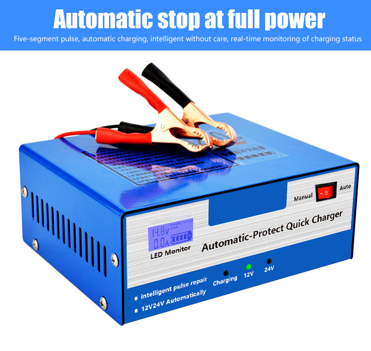 Manual Automotive Battery Charger With Multiple Protections And Functions