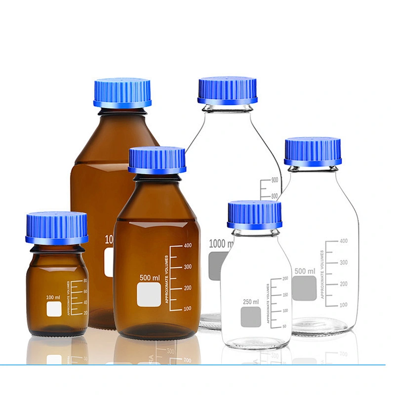 Reagent bottle ,blue screw cap,GL45 with graduation