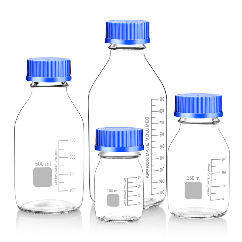 Reagent bottle ,blue screw cap,GL45 with graduation