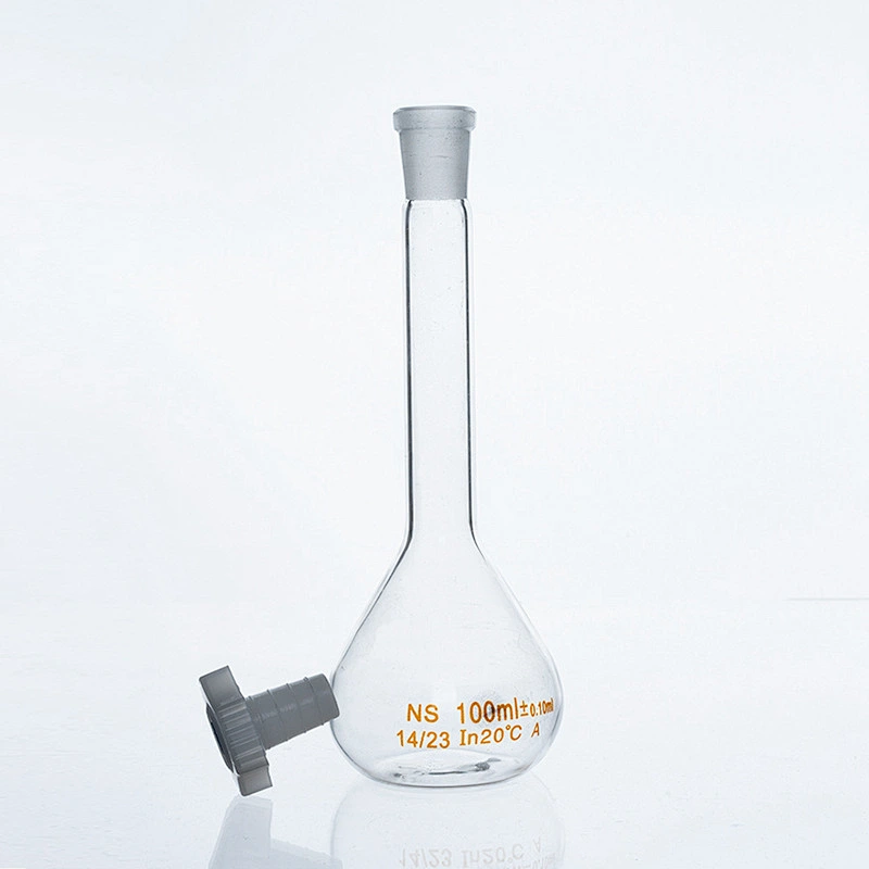 Volumetric flask class A with one graduation mark with glass or plastic stopper