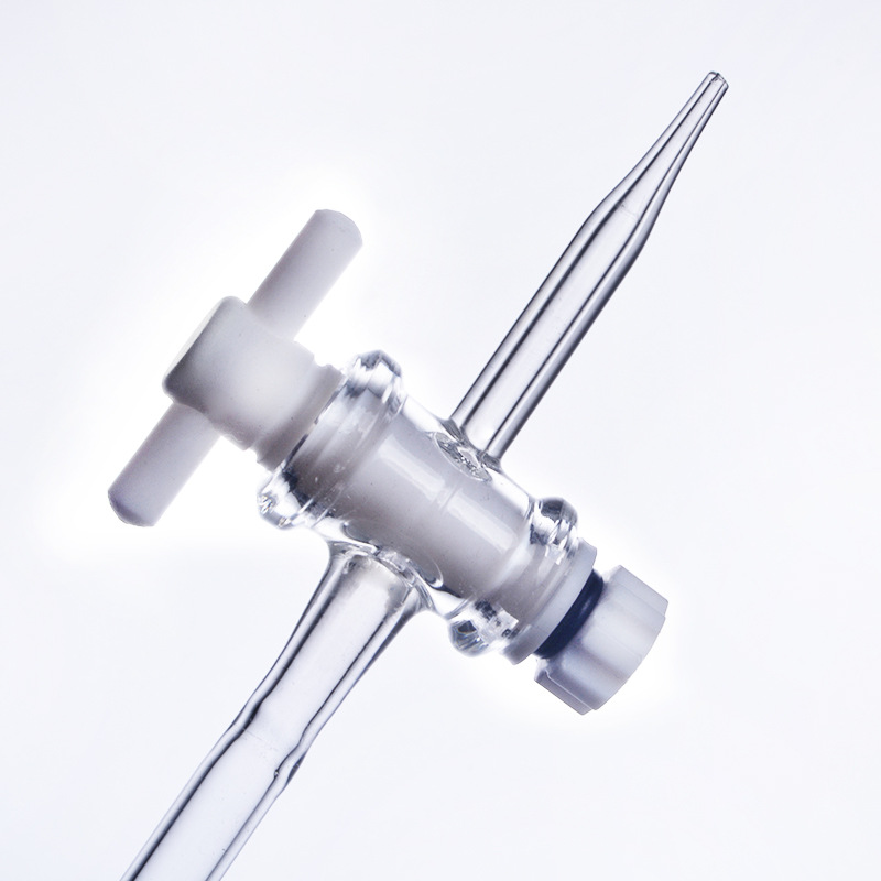 Burette  transparent glass with blue line or white line with straight PTFE stopcock class A
